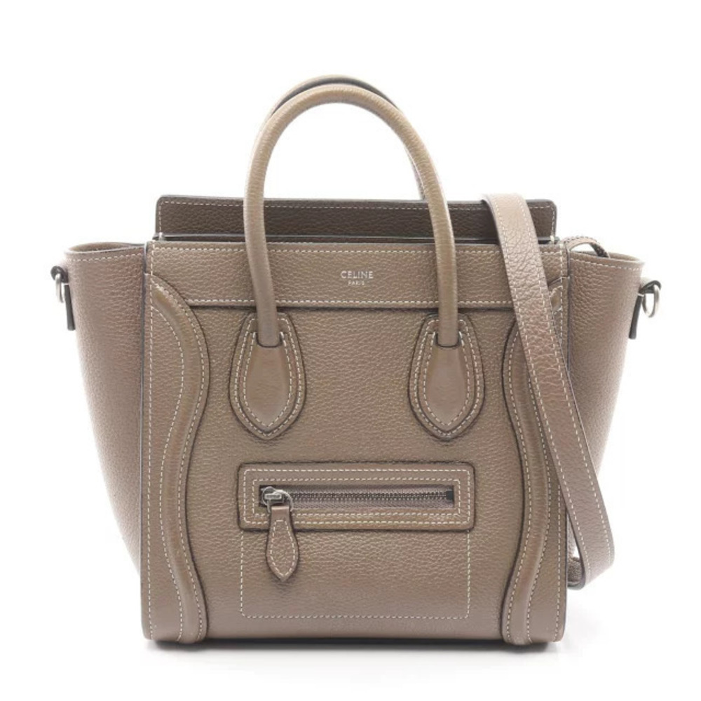 Celine Luggage Tote Shopper Handbag Leather Gray